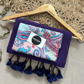 Purple Handloom Khadi Cotton Saree With Mango Print Blouse
